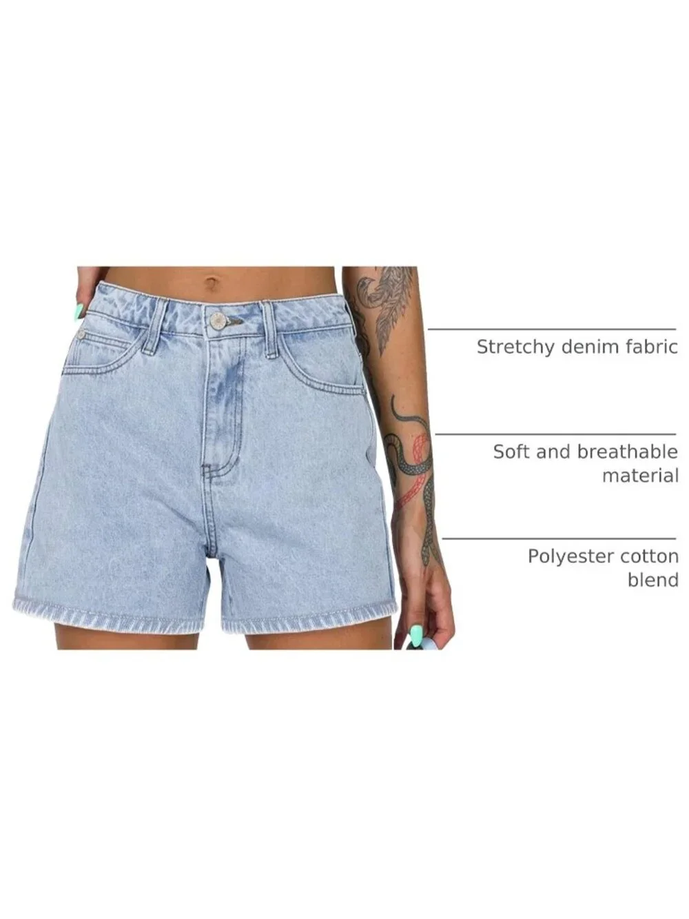 Women's Light Blue Summer Comfortable Stretchy Denim Casual Hot Short Jort Jean